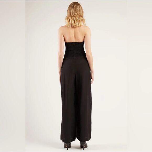 Gilner Farrar Niki Large Strapless Silk Jumpsuit Wide Leg Pockets Playsuit Black - Picture 4 of 15